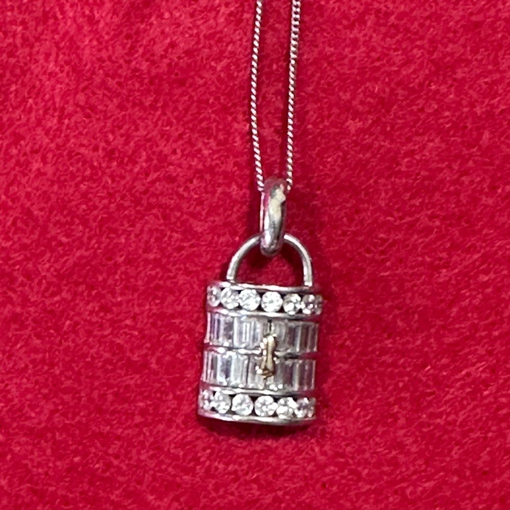 18” Lock Necklace silver colour CZ
